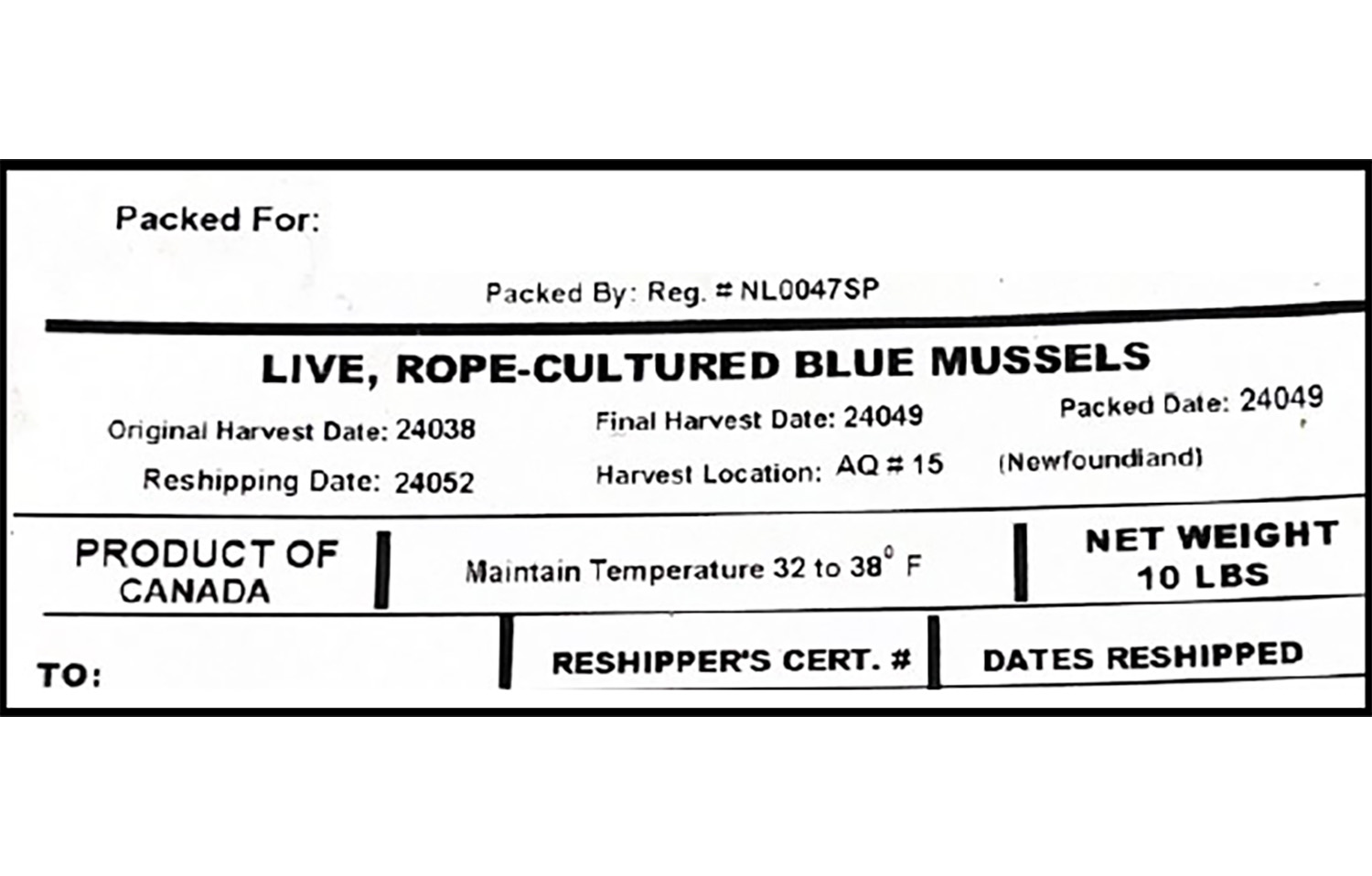 FDA warning about contaminated Newfoundland mussels