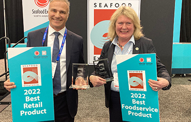 Representatives from Bakkafrost and DOM International accept Seafood Excellence Awards.