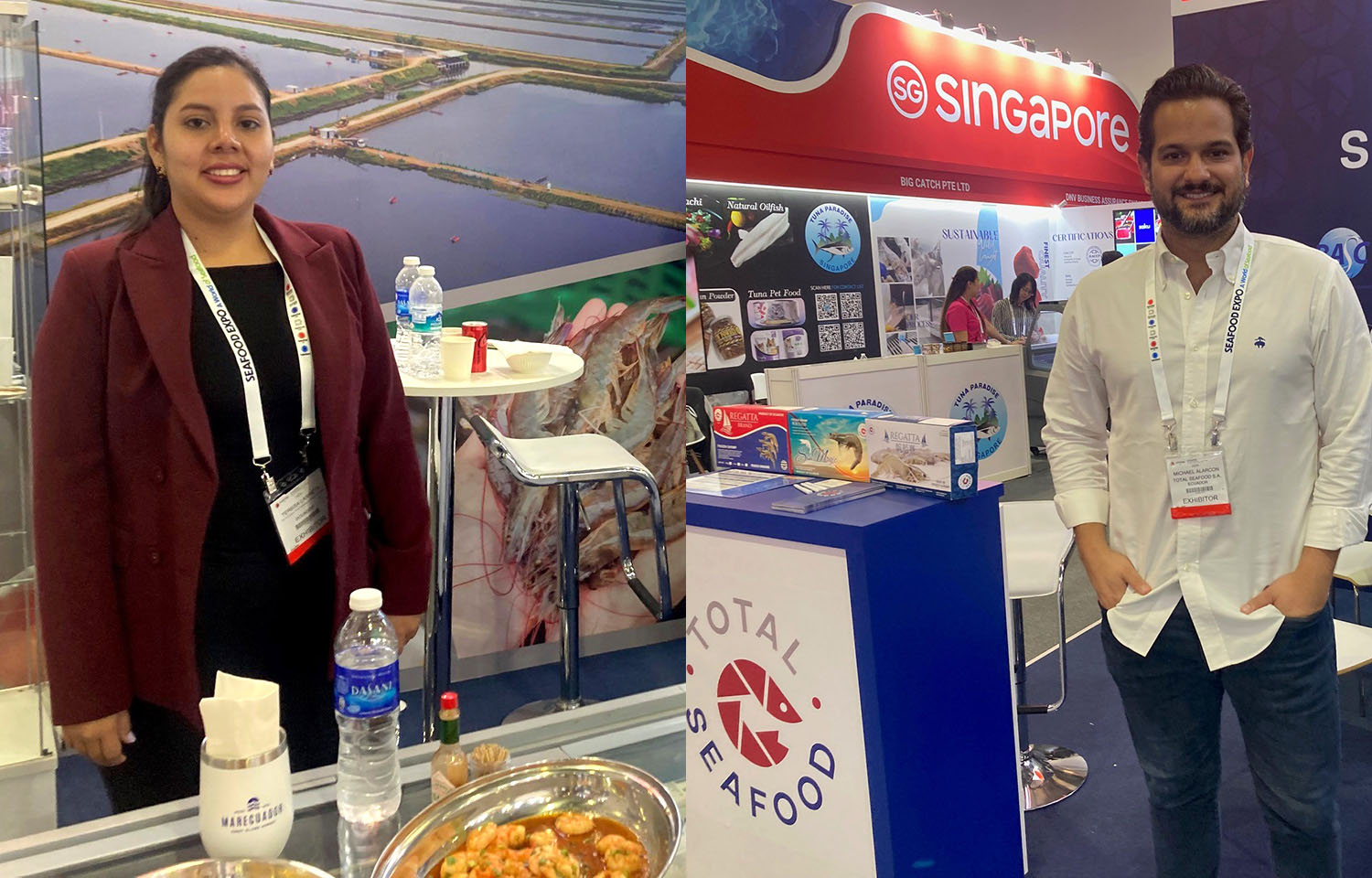 Diosmar's Teresa Larreta and Total Seafood's Michael Alarcón Arcentales at the 2024 Seafood Expo Asia