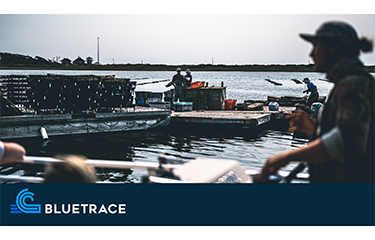 A group of oyster farmers on a dock.