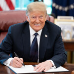 Donald Trump signs a memoradum of support for the lobster industry during his first term as U.S. president | Photo courtesy of The White House/Wikimedia Commons