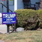 A yard sign in Dayton, Ohio reads "Trump, 2024, America First" | Photo courtesy of Ray Geiger/Shutterstock