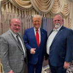 Dennis Dagget, Donald Trump, and Harold Dagget meeting on 12 December