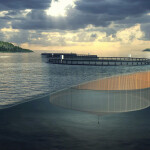 A digital rendering of Harbor Fence, which stuns jellyfish to prevent attacks
