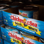 Chicken of the Sea Tuna on a shelf.