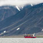 A vessel sales along the coast in Russia.