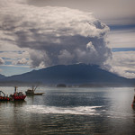 Commercial fishing boats fishing for salmon in Alaska.