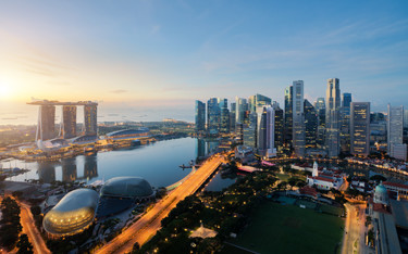 The skyline of Singapore.