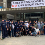 Members of Spain's fisheries workforce, on strike.