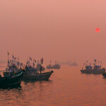 Fishing boats in Mumbai, India.