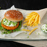 Schouten Europe's plant-based “Fishless Burger,” based on rice and wheat.