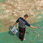 A fisherman in Chonqqing, China, drying shrimp.