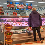 A U.S. seafood shopper at the seafood counter