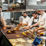 A busy restaurant kitchen.
