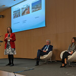 Panelists from the Food and Agriculture Organization discussing small-scale aquaculture at the 2022 Seafood Expo Global in Barcelona, Spain.