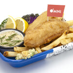 OmniFoods' new "Golden Fillet" plant-based seafood analog product.