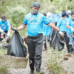 Thai Union employees participating in a coastal clean-up effort.