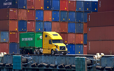 Containers stacked at a California port.