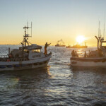 Fishermen working to catch salmon on Bristol Bay.