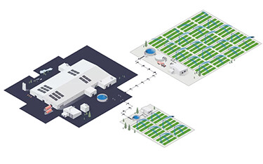 A rendering of Columbi Salmon's planned salmon RAS with integrated aquaponics facility.