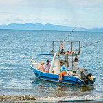 A fishing vessel at sea.