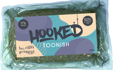 A package of Hooked Foods' "Toonish" plant-based tuna analog.