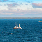 A fishing boat in the Aland Archipelago between Finland and Sweden.