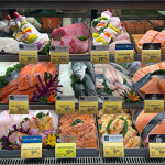 A seafood counter at grocery store in the United States.