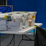 A set of Chilean ballots in boxes waiting to be counted.