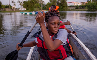 A woman involved in aquaculture in Gabon.