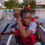 A woman involved in aquaculture in Gabon.