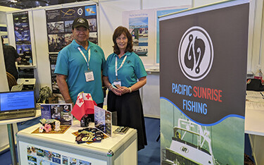 Eddie and Rosemarie Palu pose in their booth at Seafood Expo Asia.