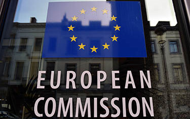 A sign at European Commission headquarters.