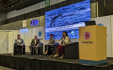 Seafood Expo Asia Panel members serving on the "Traceability Is Now The Norm – Shift In Customer And Consumer Demands For Information" panel.