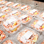 A view of a refrigerated display of packaged shrimp cocktail in Washington, U.S.A.