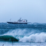 Fishing vessel Heroyhav sailing in bad weather.