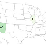 A map of states where residents have been sickened by salmonella believed to have originated at a Mariscos Bahia facility in California.