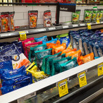 Frozen seafood for sale at retail.