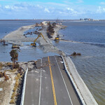 A causeway that was completely washed away by Hurricane Ian.