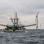 The trawler Virginia Marise from Point Judith, Rhode Island, U.S.A., near the Block Island Wind Farm.