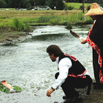 Jamestown S'klallam Tribe members on a river in Washington State.