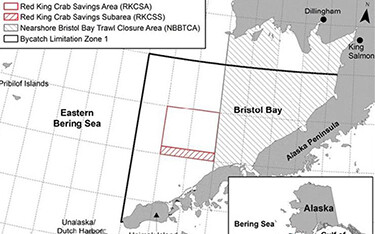 A map highlighting the Red King Crab Savings Area
