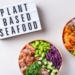 A plant based seafood sign