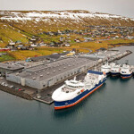 A group of Bakkafrost vessels at one of the company's facilities.