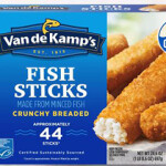 A Van de Kamp's fish stick product with the Marine Stewardship Council blue tick eco-label.
