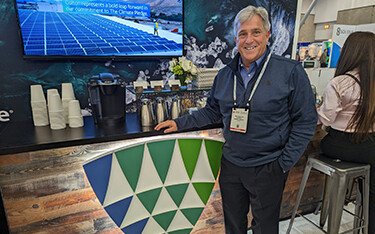 Lineage Logistics Senior Vice President Brian Beattie at the company's booth at Seafood Expo North America