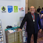 Northern Wind CEO Ken Melanson showing off a ropeless lobster trap the company is piloting.