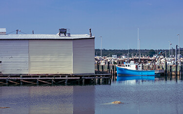 A processing plant in a harbor in Nova Scotia