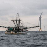 The trawler Virginia Marise from Point Judith, Rhode Island, U.S.A., near the Block Island Wind Farm.