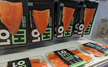 Finnforel's display of LOHI rainbow trout at Seafood Expo Global